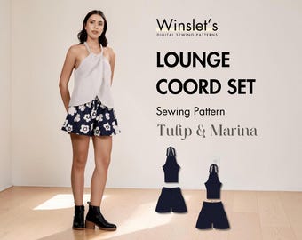 Easy Coord Set Pattern| Braided Halter Top & High Waisted Drawstring Shorts Pattern| Beginner Lounge Coord Set| Sizes US 02 - US 32