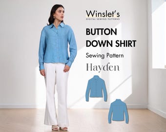 Oversized Shirt Sewing Pattern for Women – Relaxed Button-Down Design with a Classic Collar, Projector Files Included, Sizes US 02-32