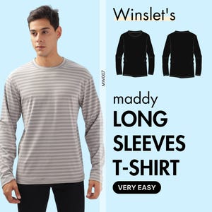 Men's Long Sleeves T-shirt Pattern | A classic long-sleeve T-shirt with a relaxed fit, crew neckline, and straight hem for everyday wear
