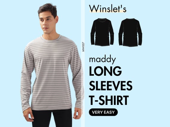 Men's Long Sleeves T-shirt Pattern | A classic long-sleeve T-shirt with a relaxed fit, crew neckline, and straight hem for everyday wear
