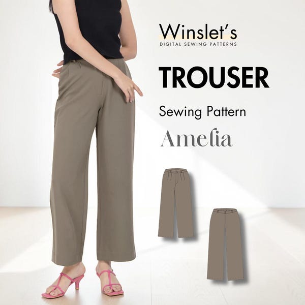 Pants Pattern for Women| Formal Pants Sewing Patterns| Trousers Sewing Pattern| Wide Leg Pants Pattern for Work| Easy Pants Sewing Pattern