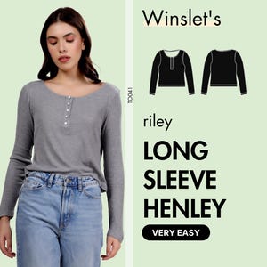 Long Sleeve Henley Pattern | Long-sleeve Henley with a buttoned neckline and relaxed fit| Top sewing pattern for women| Easy top pattern