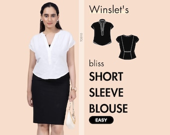 Blouse Pattern | Short Sleeve Blouse Pattern| Easy Blouse Sewing Pattern| Simple Top Pattern For Women| Digital PDF Download