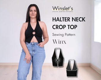 Halter Neck Top Pattern, Halter Top Pattern, Crop Top Pattern, Instant PDF Download, Backless top pattern, Printable pattern