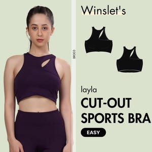Sports Bra Pattern for Women| Sports bra with cut-out details and a racerback design| Cutout Sports Bra Pattern| US Sizes 2-18| PDF Download