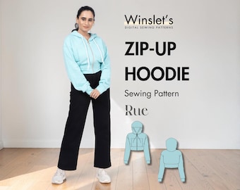 Hoodie Pattern, Easy Sewing Pattern for Women, Zip-Up Hoodie Pattern, Easy Sweatshirt Sewing Pattern, Instant Download, US Sizes 02-32
