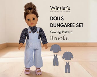Doll Dungaree Set Sewing Pattern| Long Sleeve Top & Straight-Fit Overalls| Vintage-Inspired| Girl Doll Pattern for Beginners| Easy Pattern