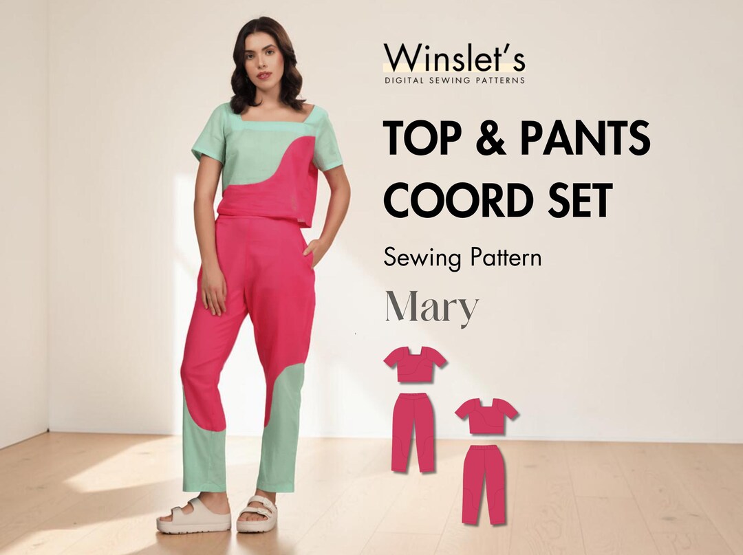 Square Neck Top & Pants Sewing Pattern PDF | Top and Full Length Pants ...
