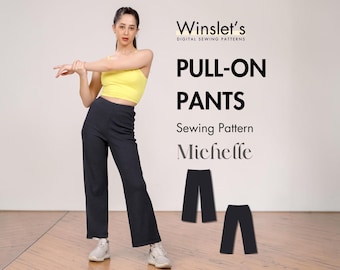 Pull-on Pants Sewing Pattern| Pajama Pants Pattern for Women| Pajama Pants with elastic waistband| Pull-on Pajama Pants Pattern PDF