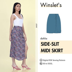 Slit Skirt Pattern| Midi Skirt Sewing Pattern| Easy Summer Skirt Pattern| Skirt Sewing Pattern for Women| Midi Skirt Digital Pattern PDF