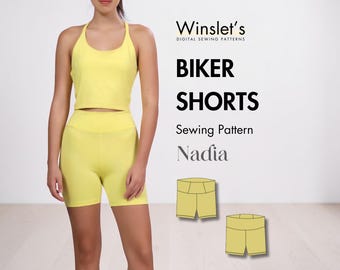 Biker Shorts Pattern for Women| High-waisted Biker Shorts with a Comfortable Wide Waistband| Easy Shorts Sewing Pattern| Workout Shorts