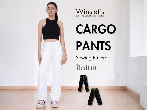 Cargo Pants Pattern, Cargo Trousers Pattern, Simple Pants Pattern, Digital Pattern, Instant Download ,Easy Pants Pattern for women