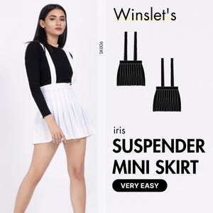 Suspender Skirt Pattern| High Waist Skirt Pattern| Mini Skirt Pattern| Pleat Skirt Pattern| Digital Pattern PDF