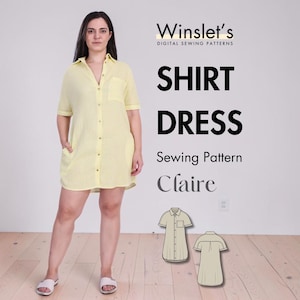 Shirt Dress Pattern by Winslet's, Easy Sewing Pattern, Instant download, Simple Instruction Guide, Beginner Pattern