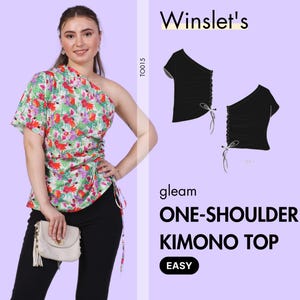 Kimono Top Pattern | One Shoulder Top Pattern | Easy Top Pattern for Women| Top Sewing Pattern| Sizes xs-xxxl | A0, A4 and US Letter| PDF