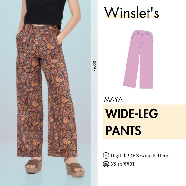 Wide Leg Pants Pattern for Women | Summer Pants Sewing Pattern | Wide Leg Trousers Pattern | Easy Pants Pattern | Wide Leg Pants Digital PDF