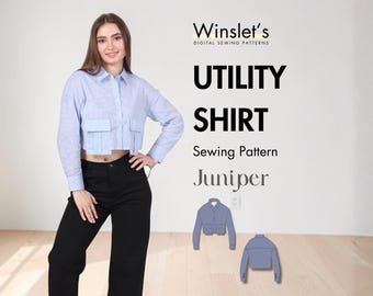 Shirt Pattern| Crop Top Pattern| Shirt Sewing Pattern for Women| Long Sleeve Top Pattern| Shirt Digital Pattern PDF