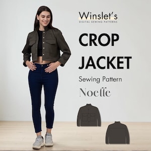 Short Jacket Pattern| Cropped Utility Jacket with Button-Front Closure and Dual Chest Pockets| Sizes US 02-32| Short Jacket Sewing Pattern
