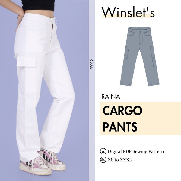 Cargo Pants Pattern, Cargo Trousers Pattern, Simple Pants Pattern, Digital Pattern, Instant Download ,Easy Pants Pattern for women