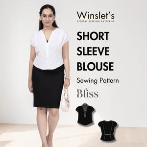 Blouse Pattern | Short Sleeve Blouse Pattern| Easy Blouse Sewing Pattern| Simple Top Pattern For Women| Digital PDF Download
