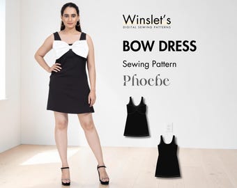 Bow Dress Pattern| Mini Dress Pattern with Bow| Prom Dress Sewing Pattern for Women| Dress Digital Pattern PDF