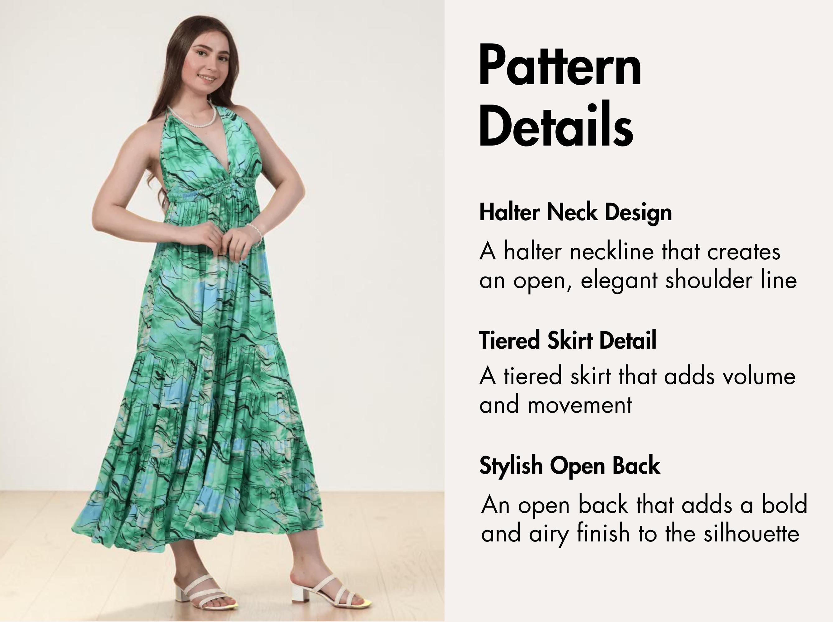 Halter Dress Pattern| Halter Neck Maxi Dress Sewing Pattern for Women ...
