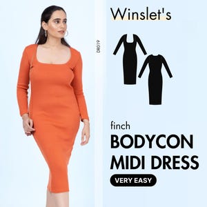 Bodycon Dress Pattern| Midi Dress Pattern| Dress Sewing Pattern for Women| Party Dress Sewing Pattern| Classic Bodycon Dress