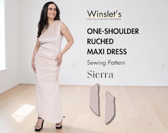 Maxi Dress Pattern| One Shoulder Dress Pattern| Cocktail Dress Pattern| Prom Dress Pattern for Women| PDF Dress Pattern