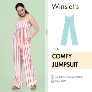 Comfy Jumpsuit Pattern by Winslet's, Easy Sewing Pattern, Sleeveless Strappy Jumpsuit pattern, jumpsuits sewing pattern for women