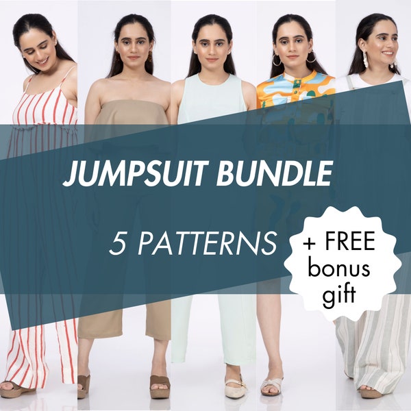 Bundle of 5 Jumpsuit Patterns, Jumpsuit Pattern Women, Short Jumpsuit, Rompers, Playsuit, Formal Jumpsuit Pattern, Summer Jumpsuit Pattern