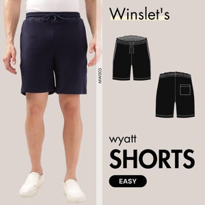 Men&#39;s Shorts Sewing Pattern| Easy Shorts with Elastic Waist, Adjustable Drawstring and Functional Pockets US Sizes 34-54| Everyday Shorts
