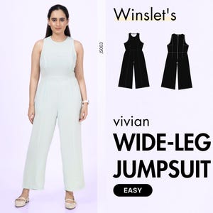 Jumpsuit Sewing Pattern, Easy Sewing Pattern, Digital Pattern, Wide Leg Jumpsuit Pattern for Women, Formal Jumpsuit Pattern for Beginners