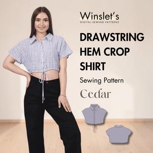 Blouse Pattern| Easy Crop Blouse Pattern| Short Sleeve Blouse Sewing Pattern for Women| Cropped Blouse Pattern| Blouse Digital Pattern PDF