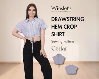 Blouse Pattern| Easy Crop Blouse Pattern| Short Sleeve Blouse Sewing Pattern for Women| Cropped Blouse Pattern| Blouse Digital Pattern PDF