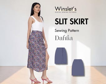 Slit Skirt Pattern| A line Skirt Pattern| Easy Summer Skirt Pattern| Skirt Sewing Pattern for Women| Midi Skirt Digital Pattern PDF