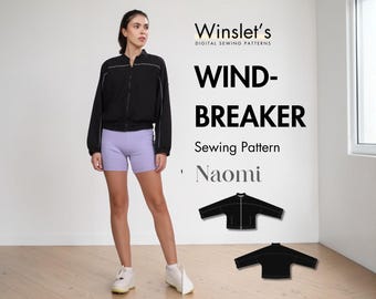 Windbreaker Pattern| Lightweight Windbreaker Jacket Sewing Pattern for Women with Zip Closure| US Sizes 02-32| A0, A4 & Projector File