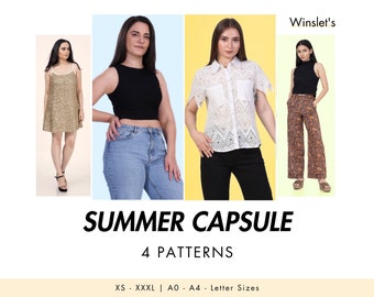 Summer Patterns, Tank Top Pattern, Shirt Pattern, Mini Dress Pattern, Wide Leg Pattern, Mix and Match Patterns for Women, PDF Sewing Pattern