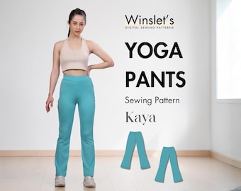 Yoga Pants Pattern | Flared Leggings Sewing Pattern| Stretch Pants with Elastic Waist for Women| Sizes US 02-32| Easy Flared Pants Pattern
