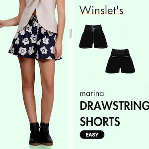 Drawstring shorts sewing pattern for women