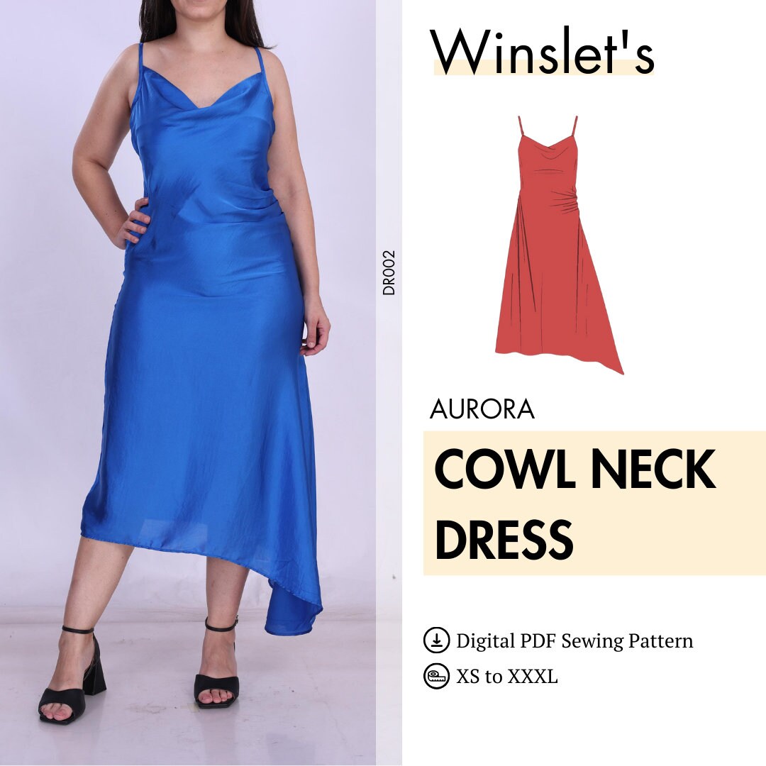 Cowl Neck Dress Pattern by Winslet s Maxi Dress Pattern Instant