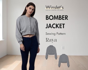 Easy Bomber Jacket Pattern| Easy Bomber Jacket Pattern for Women with Side Pockets| Cropped Jacket PDF| Projector Pattern Sizes US 02-32
