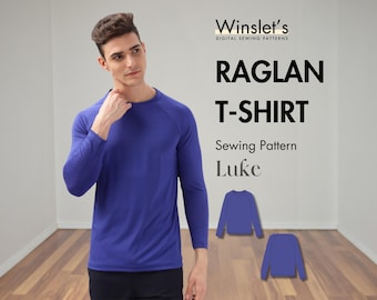 Men’s Raglan T-Shirt Sewing Pattern | Long Sleeve T-Shirt PDF Pattern | Instant Download | A4, A0 & Projector Pattern| Menswear