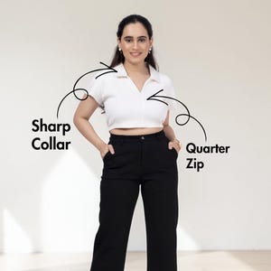 Crop Top Pattern| Polo Shirt Pattern| Easy Sewing Pattern| Polo Crop Top Sewing Pattern for women| Instant Download| Projector Pattern image 2