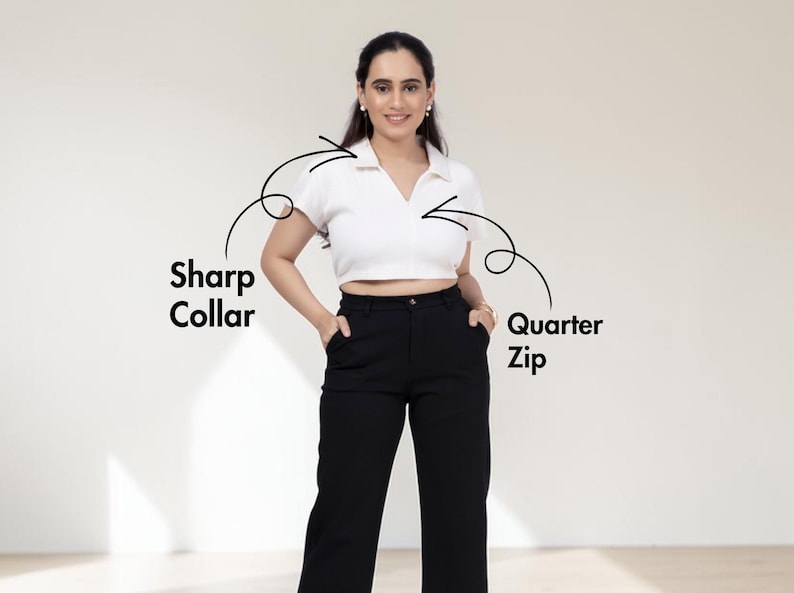 Crop Top Pattern| Polo Shirt Pattern| Easy Sewing Pattern| Polo Crop Top Sewing Pattern for women| Instant Download| Projector Pattern image 2