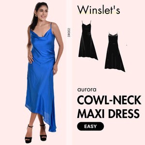 Cowl Neck Maxi Dress Pattern, Maxi Dress Pattern, Instant download Printable, Easy Instruction Guide, Slip Dress Pattern for Women