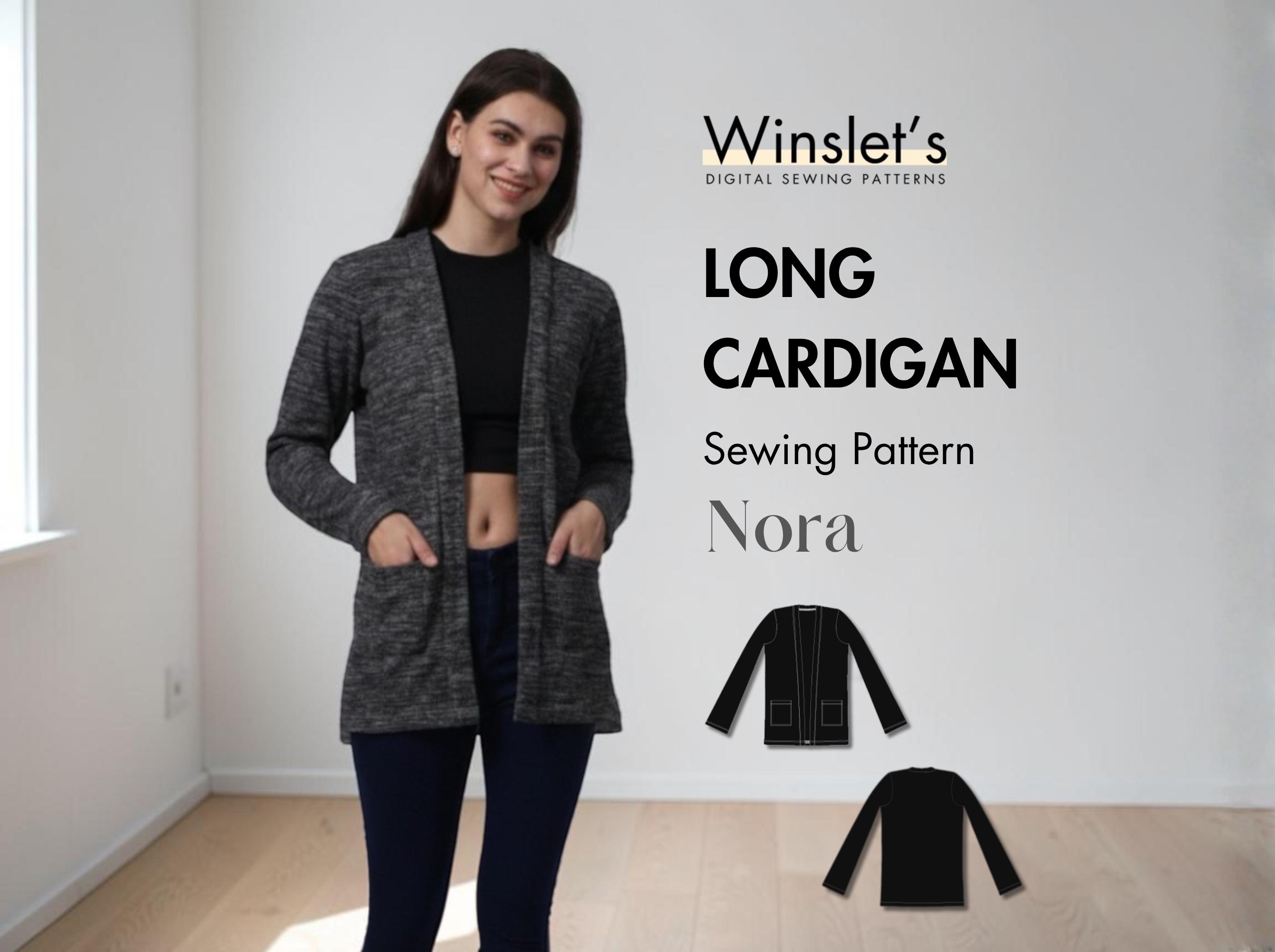 Easy Cardigan Sewing Pattern (projector and PDF) |open-front Long ...