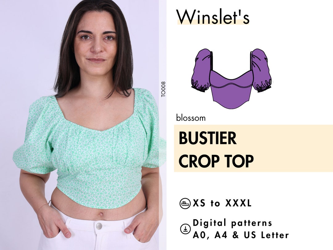 Milkmaid Top Pattern Bustier Top Pattern Puff Sleeves Top Pattern Crop ...