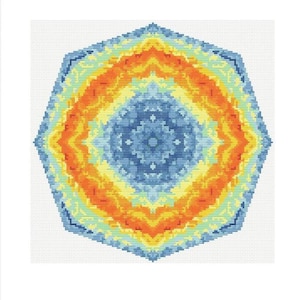 Temperatuurgrafiek mandala - kruissteek pdf-patroon - kleurrijk uniek geometrisch digitaal borduurschema - direct downloaden