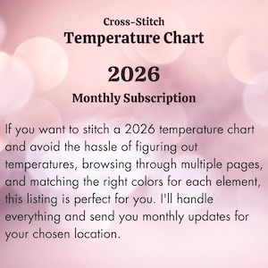 Tabla de temperaturas Ready 2026 para tu ubicación - Suscripción mensual - Patrón de punto de cruz - Imprimible, digital, compatible con Pattern Keeper