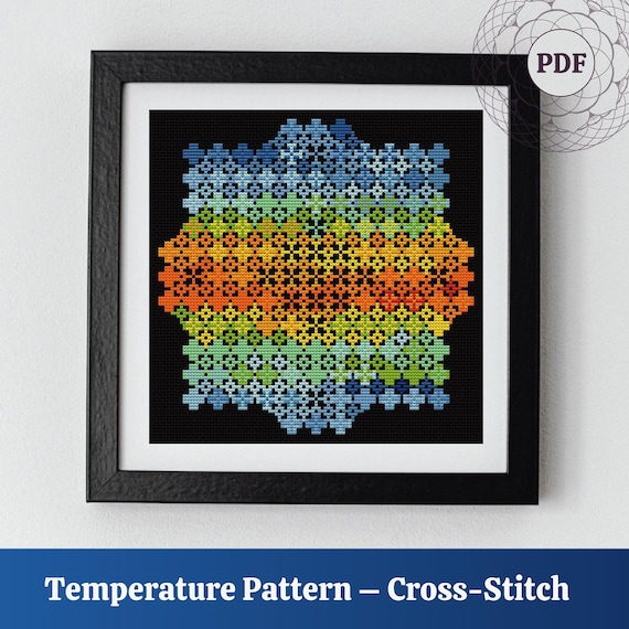 Temperature Chart Cross Stitch Pattern - Colorful Geometric Yearly Weather Tracker (PDF Digital Download)